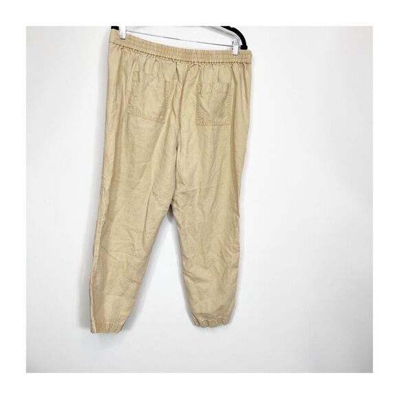 J.Crew Pants Womens Large Tan Linen Blend Tie-Waist Seaside Coastal Comfort - Picture 5 of 8